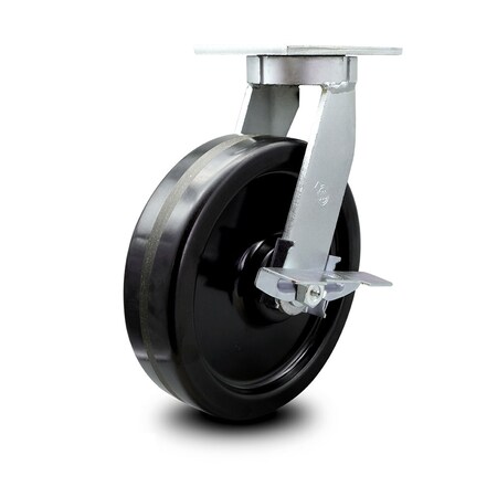 Service Caster 12 Inch Extra Heavy Duty Phenolic Wheel Swivel Caster with Brake SCC-KP92S1230-PHR-SLB